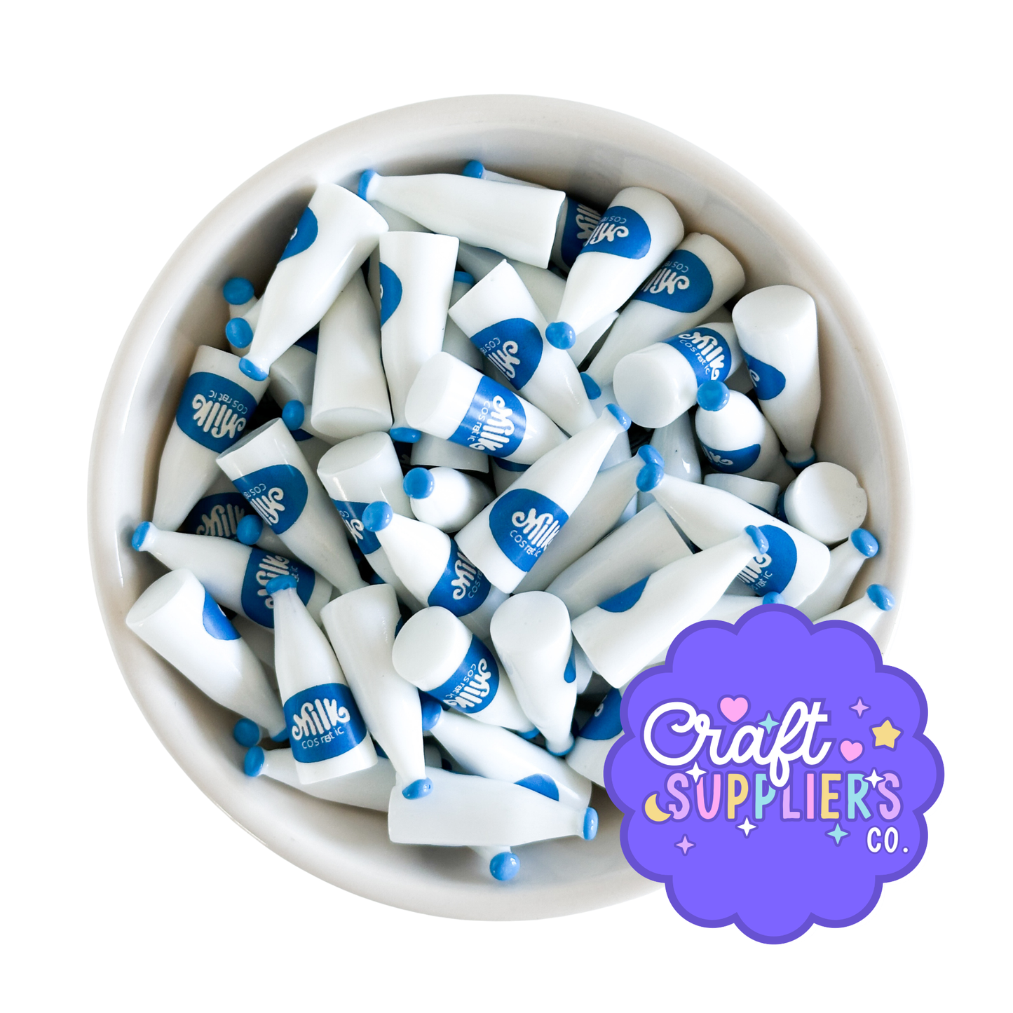 Mini Blue Milk Bottle Resin Charms – Cute Kawaii Dairy Bottle Embellishments for Crafts