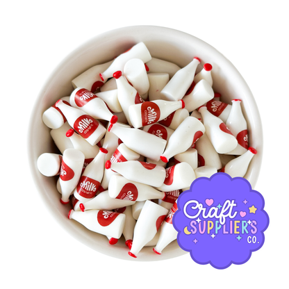 Mini Resin Milk Bottle Charms – Kawaii Faux Food, Set of 10