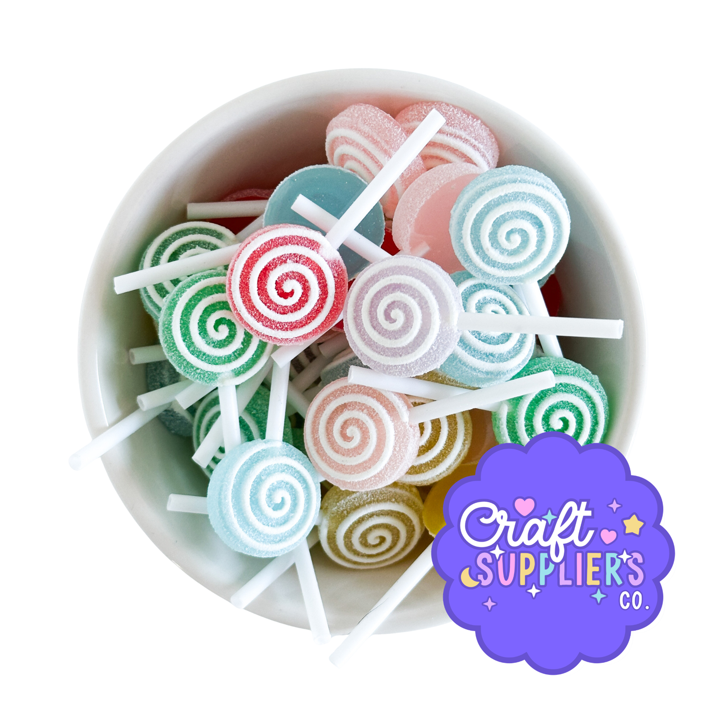 Resin Lollipop Charms | Swirl Candy Embellishments, Christmas Crafts (Set of 10)