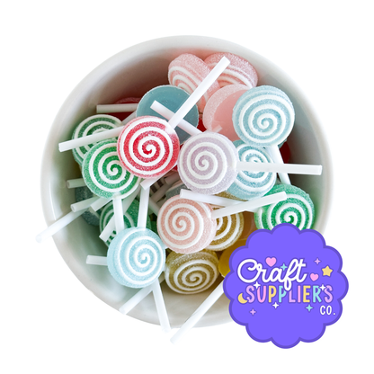 Resin Lollipop Charms | Swirl Candy Embellishments, Christmas Crafts (Set of 10)