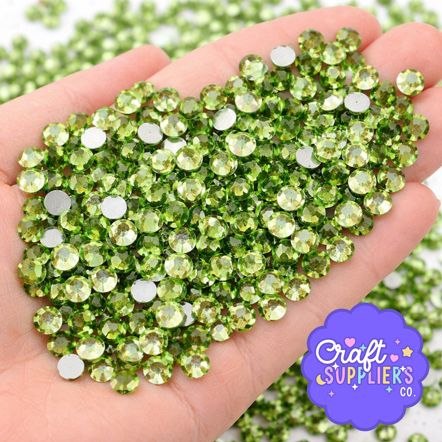 SS16 Green Glass Rhinestones Flat Back – 1440pcs Sparkling Gems