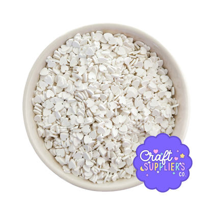 4mm White Heart Polymer Clay Sprinkles | Slime, Resin & Decoden Crafts