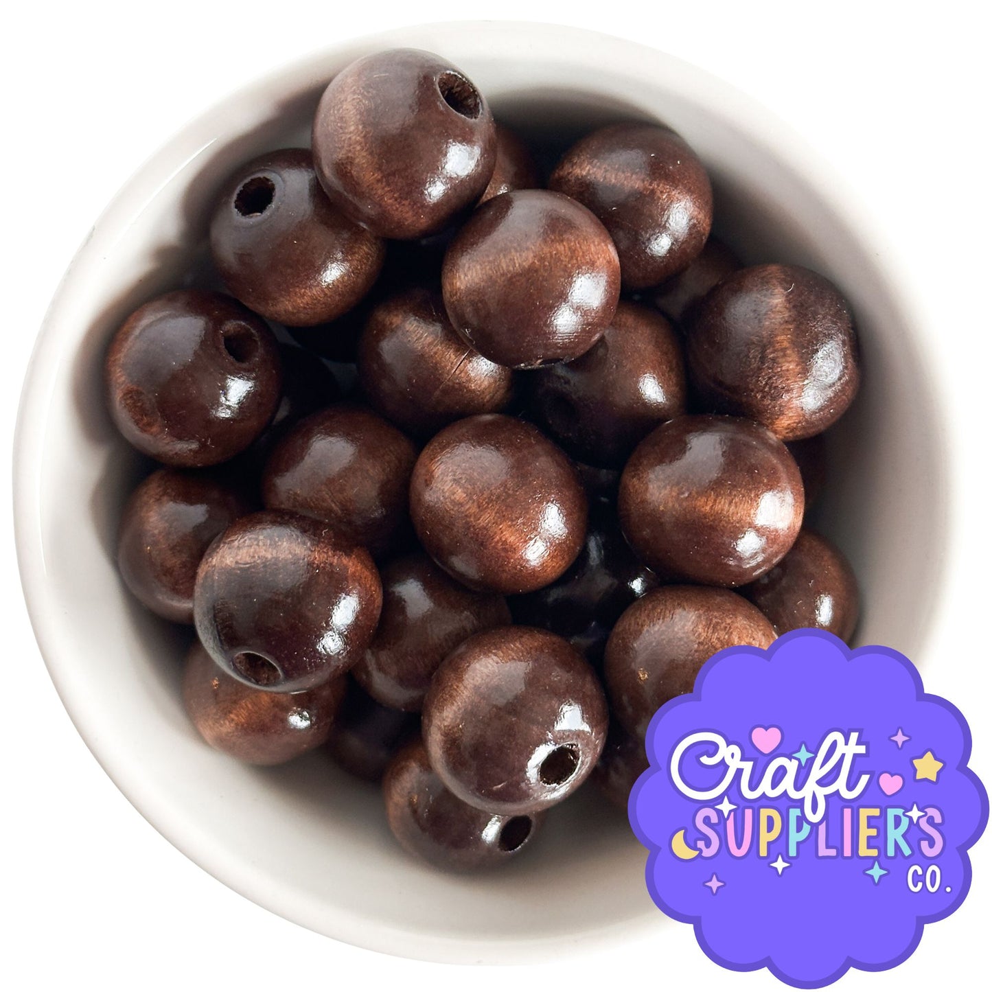 Stained Wood Beads | 20mm | Large Hole Craft Beads