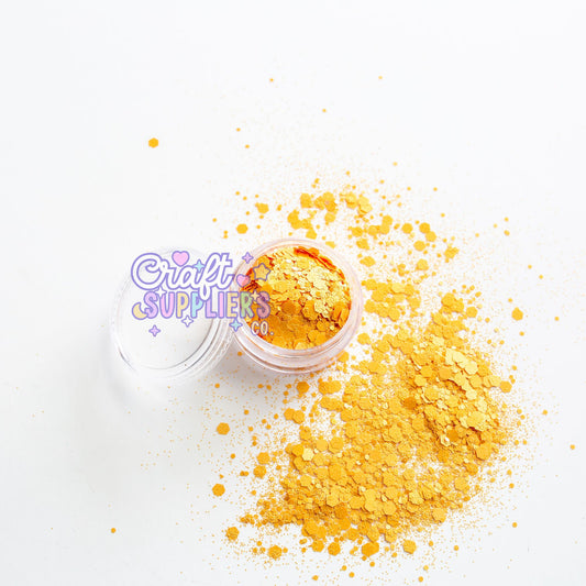 Golden Yellow Chunky Glitter Mix for Crafts, Nails & Tumblers
