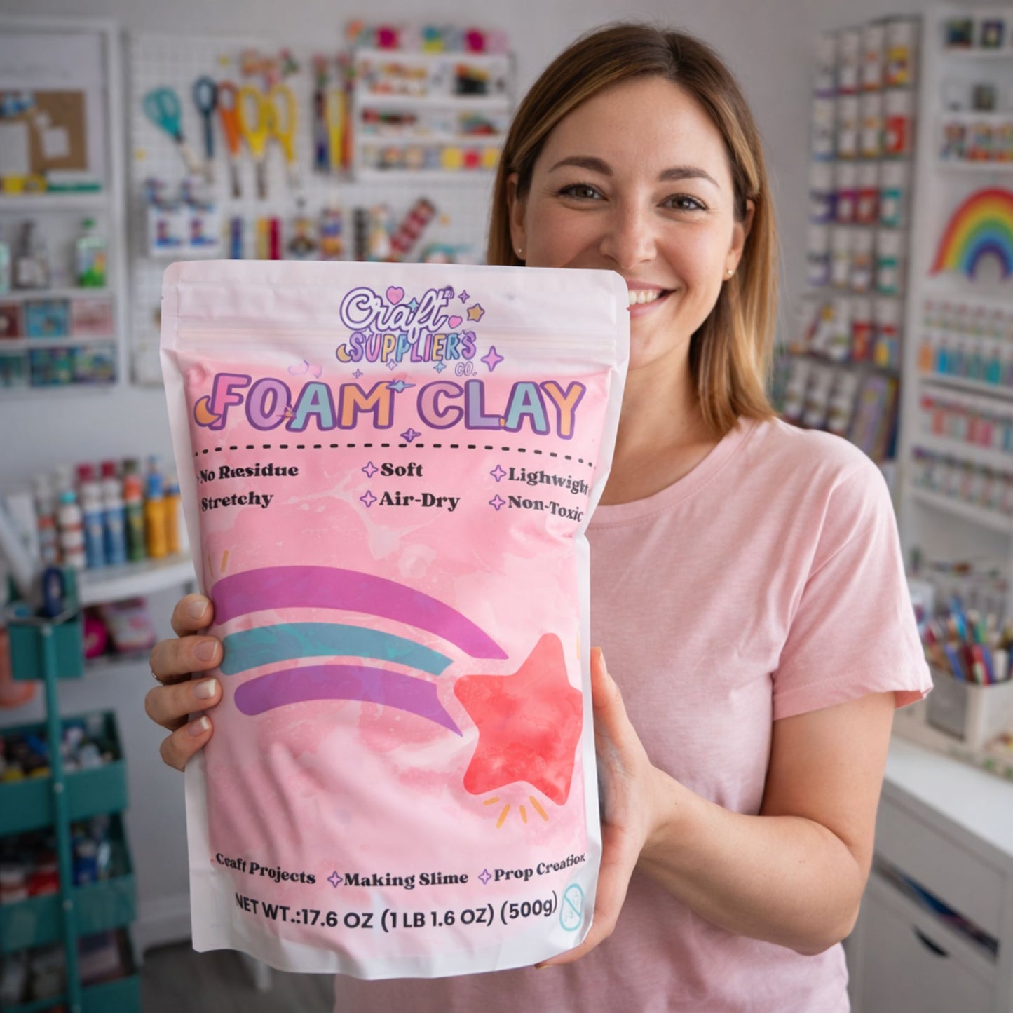 500g Red Foam Air Dry Clay | Soft Lightweight DIY Clay