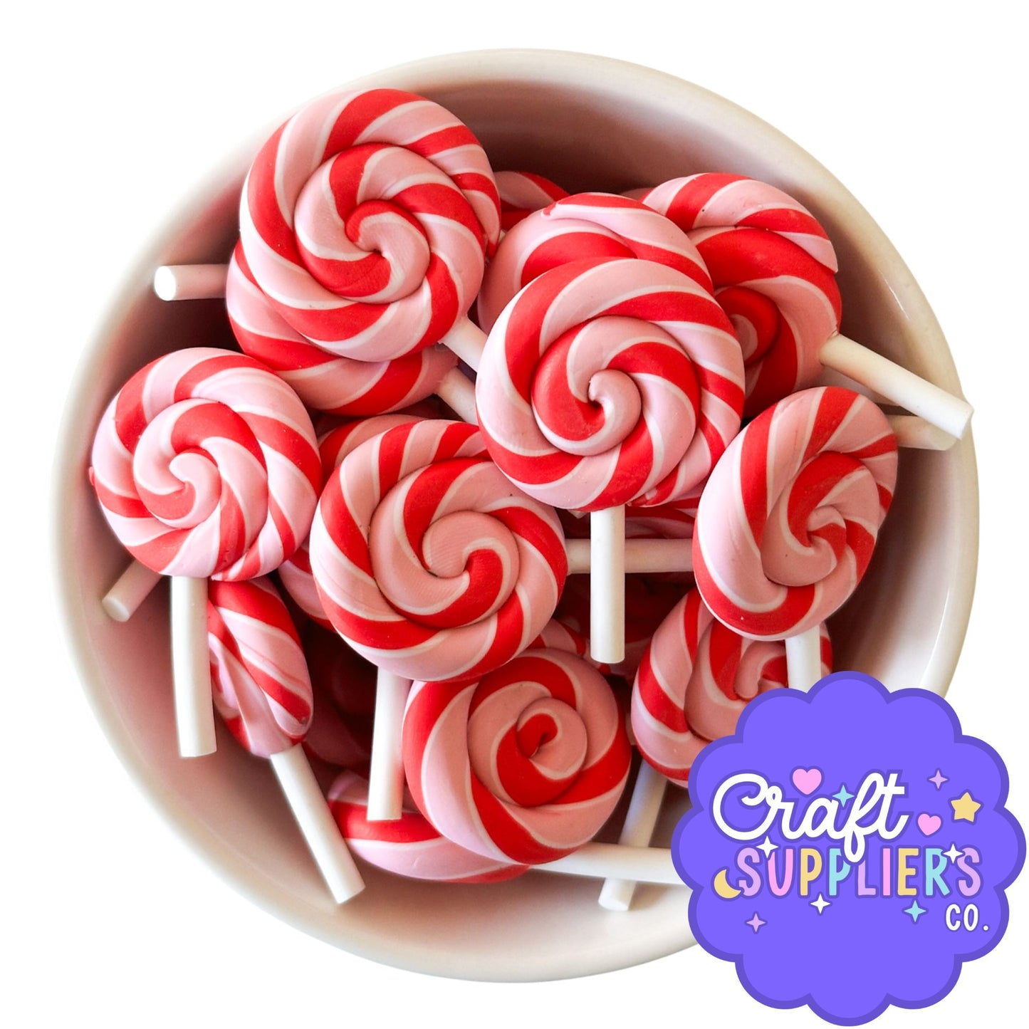Pink Swirl Lollipop Charms Set of 3 | Faux Candy Resin Embellishments