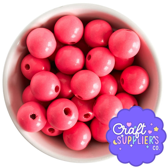 Pink Wood Beads | 20mm | Large Hole Craft Beads