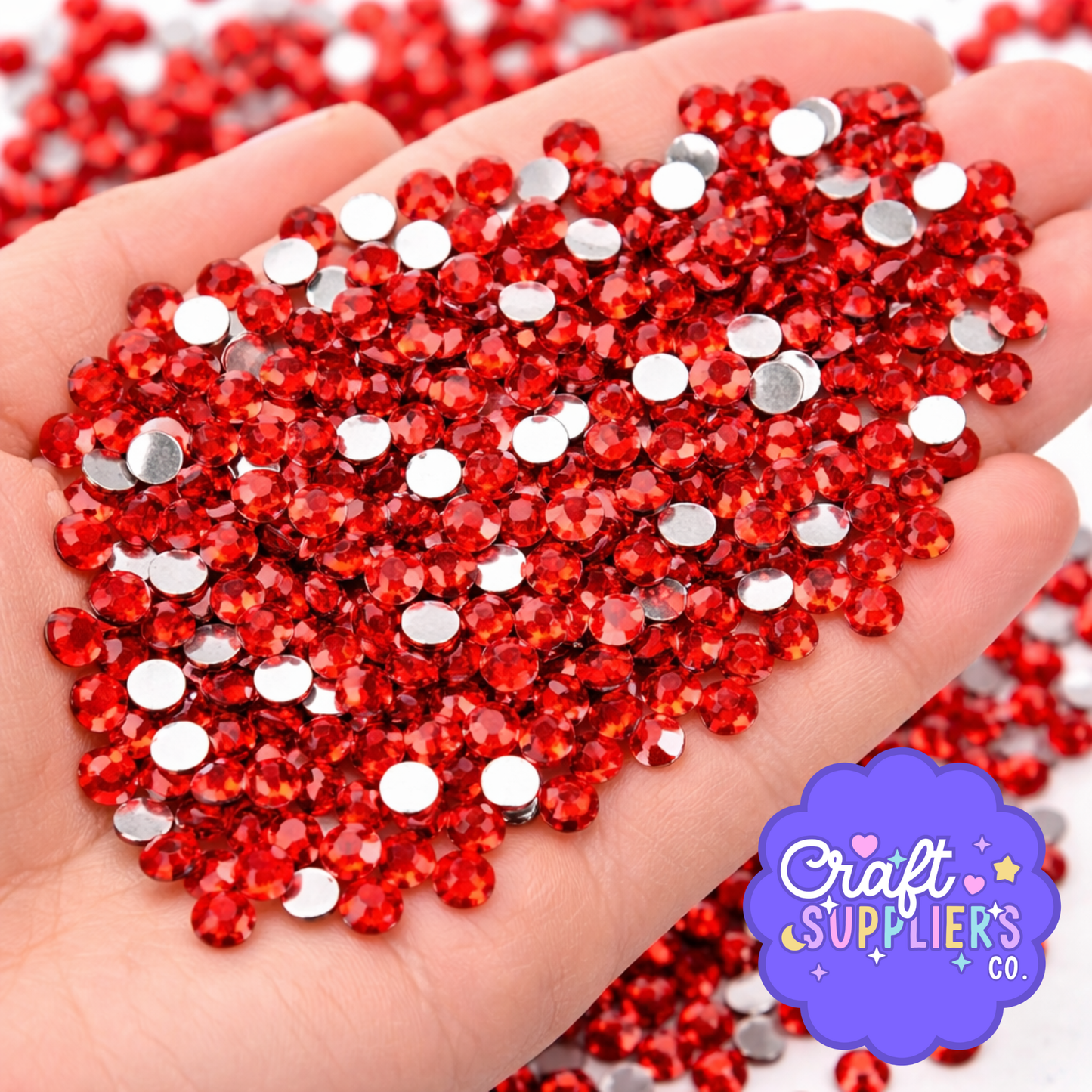 SS16 Red Glass Rhinestones Flat Back – 1440pcs Sparkling Gems