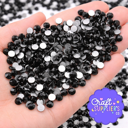 SS16 Black Glass Rhinestones Flat Back – 1440pcs Sparkling Gems