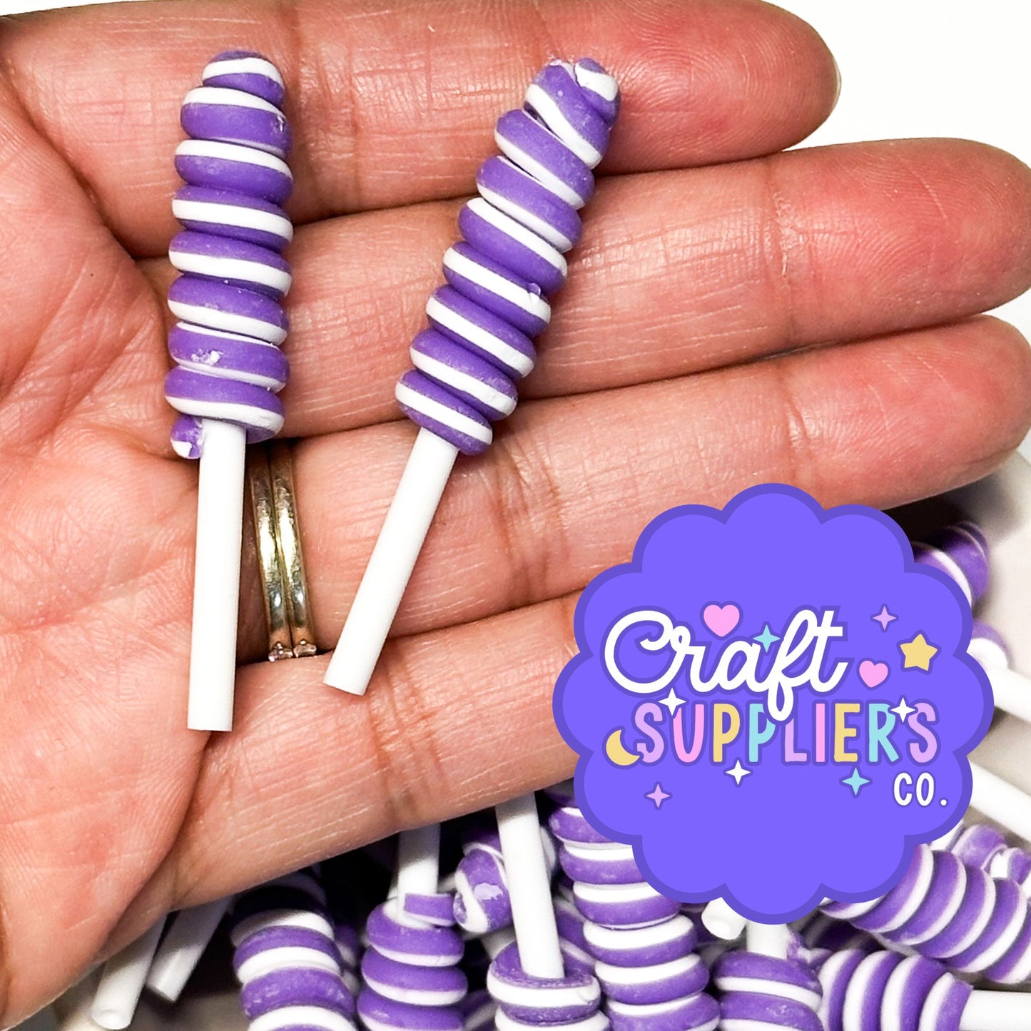 Purple Swirl Lollipop Resin Cabochons | Candy Flatback Embellishments