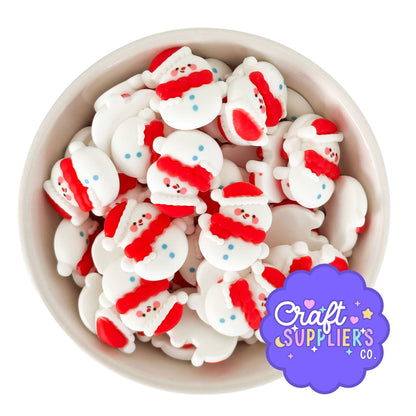 Snowman Resin Flatback Cabochons Set of 4 | Christmas Craft Embellishments