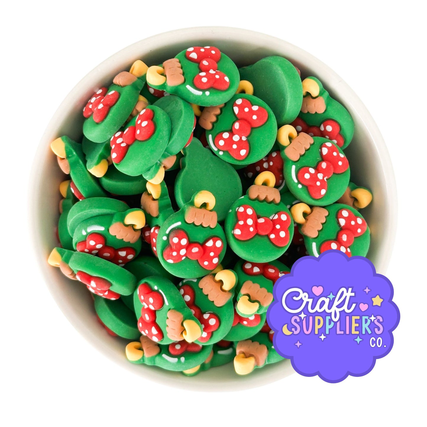 Christmas Ornament Resin Flatback Cabochons Set of 4 | Holiday Craft Embellishments