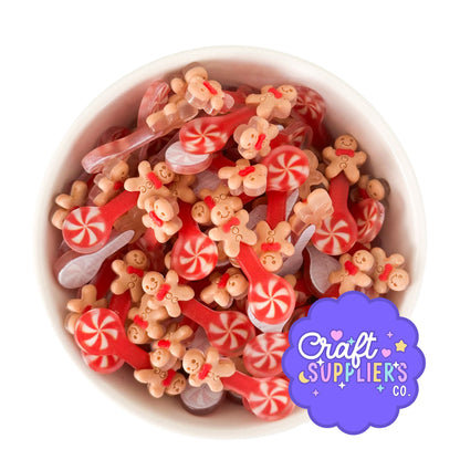 Peppermint Spoon Resin Cabochons Set of 4 | Christmas Flatback Embellishments