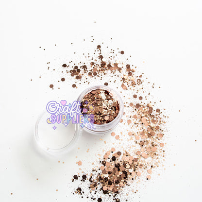 Rose Gold Chunky Glitter Mix for Crafts, Nails & Tumblers
