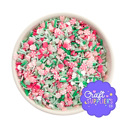Peppermint Heart Polymer Clay Sprinkle Mix
