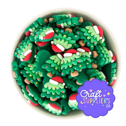 Christmas Tree Resin Cabochons Set of 4 | Holiday Flatback Embellishments