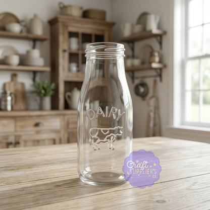 10oz Glass Dairy Milk Bottle | Farmhouse Kitchen Bottle