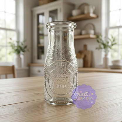 Vintage Embossed Dairy Milk Bottle | Farmhouse Glass Bottle