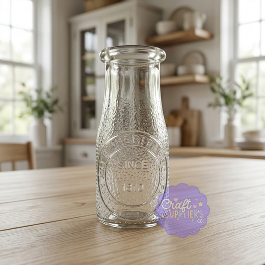 Vintage Embossed Dairy Milk Bottle | Farmhouse Glass Bottle