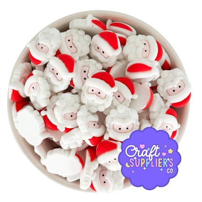 Santa Claus Resin Cabochons Set of 4 | Christmas Flatback Embellishments