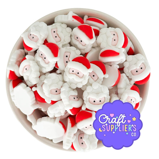 Santa Claus Resin Cabochons Set of 4 | Christmas Flatback Embellishments