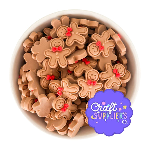 Gingerbread Man Resin Flatback Cabochons | Christmas Craft Embellishments
