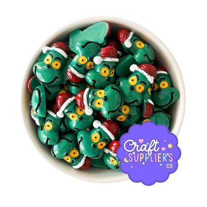 Green Holiday Character Flatback Resin Charms | Set of 4