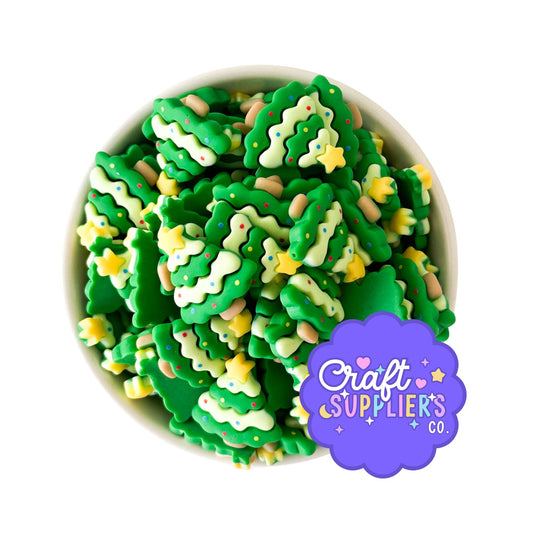 Set of 4 Christmas Tree Resin Flatback Cabochons