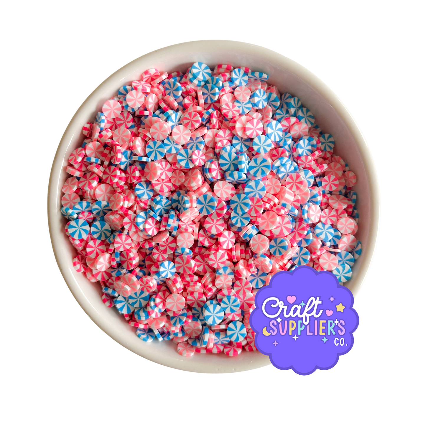Pink & Blue Peppermint Polymer Clay Sprinkles – 5MM