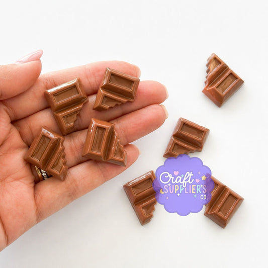 Bitten Chocolate Bar Resin Cabochons, Realistic Fake Candy Charms (Approx. 1 Inch)