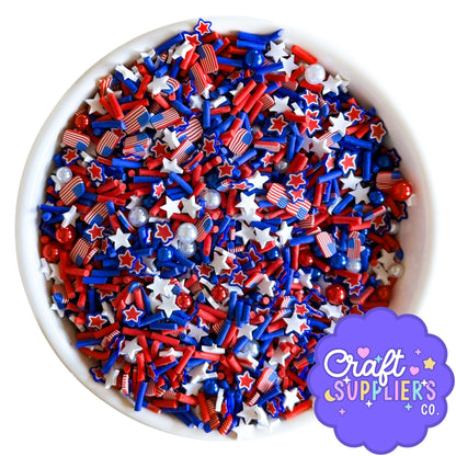 Patriotic Clay Sprinkles Bead Mix USA Decoden Slime Craft Supplies