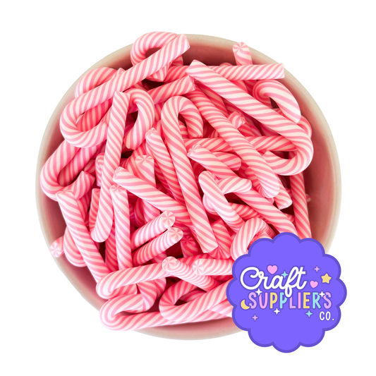 Pink Candy Cane Polymer Clay Embellishments | Christmas Crafts