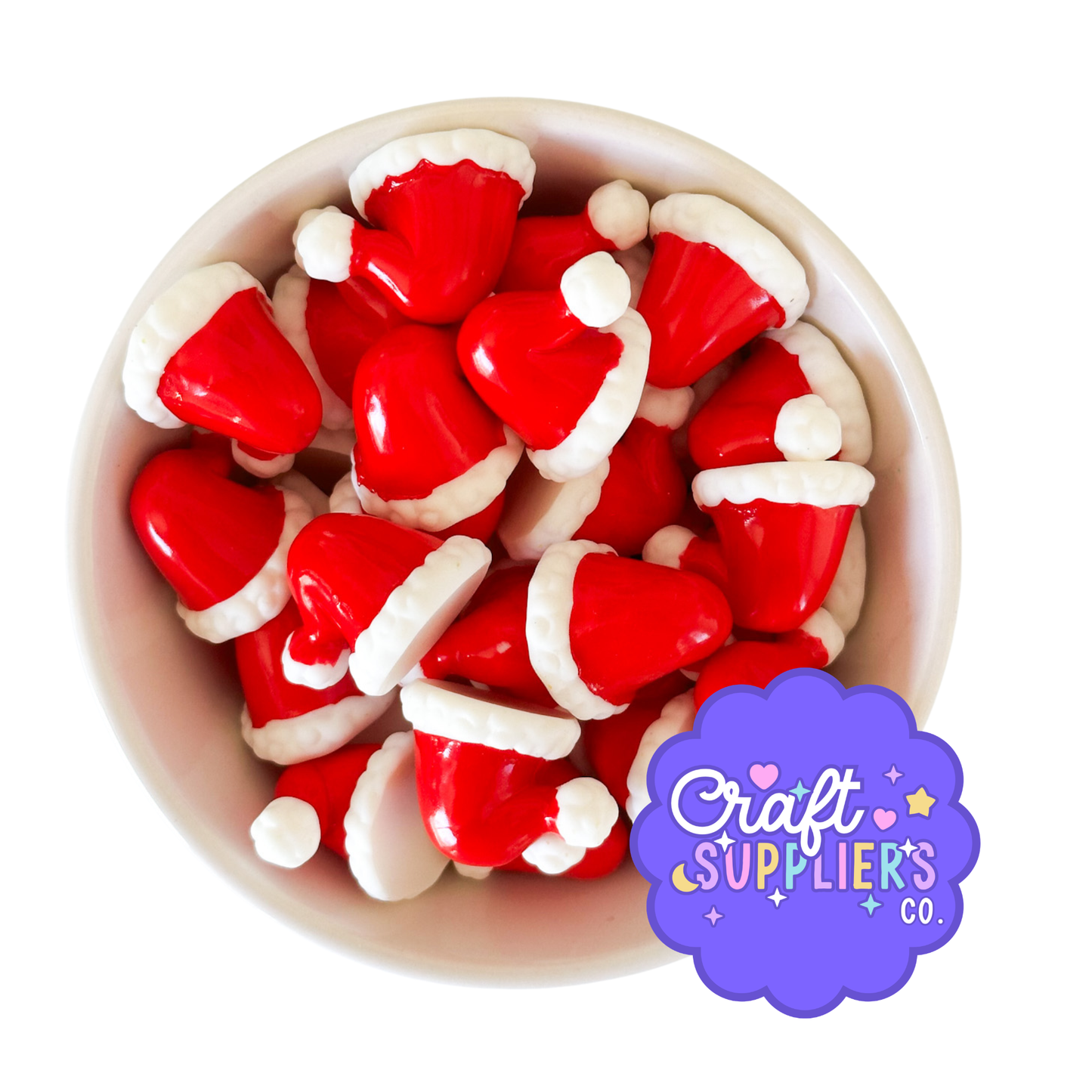 Santa Hat Resin Flatback Cabochons – Christmas Craft Embellishments
