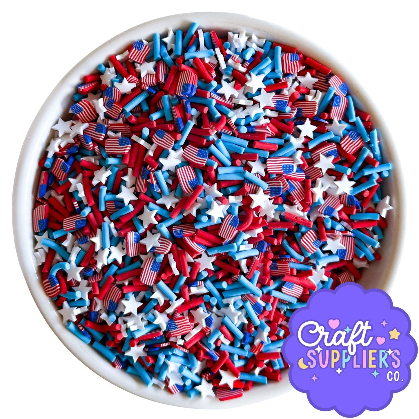 USA Patriotic Clay Sprinkles Bead Mix Decoden Slime Craft Supplies