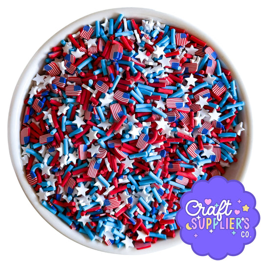 USA Patriotic Clay Sprinkles Bead Mix Decoden Slime Craft Supplies