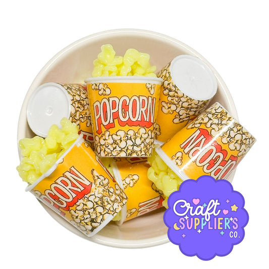 Mini Popcorn Cup Resin Charms | Fake Popcorn Cabochons | 3PCS