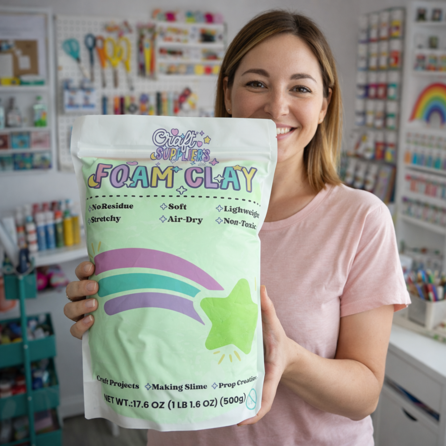 500g Green Foam Air Dry Clay | Soft Lightweight DIY Clay