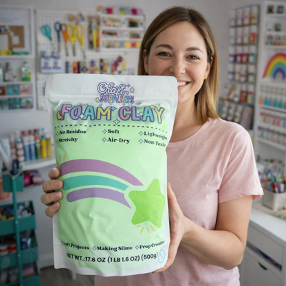 500g Fluorescent Green Foam Air Dry Clay | Soft DIY Clay