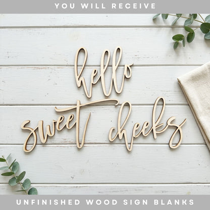DIY Hello Sweet Cheeks Wood Sign Blanks | Unfinished Bathroom Decor Cutout
