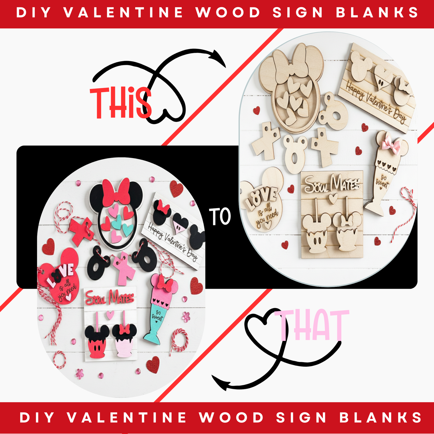 DIY Valentine Wood Sign Blanks | Unfinished Tiered Tray Decor