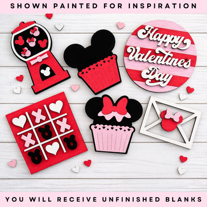 DIY Valentine Wood Sign Blanks | Tiered Tray Decor Craft Kit | Unfinished Wood Cutouts