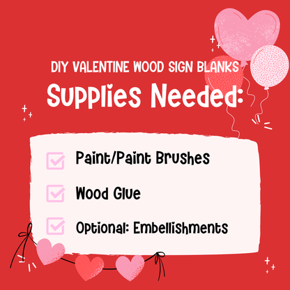 DIY Valentine Wood Sign Blanks | Tiered Tray Decor Craft Kit | Unfinished Wood Cutouts