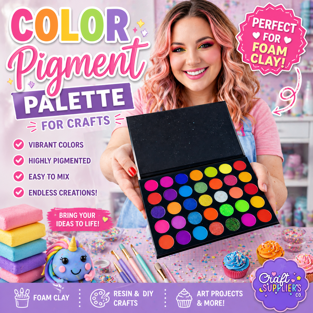 Multi-Use Pigment Palette | Makeup, Clay, Resin & DIY Crafts