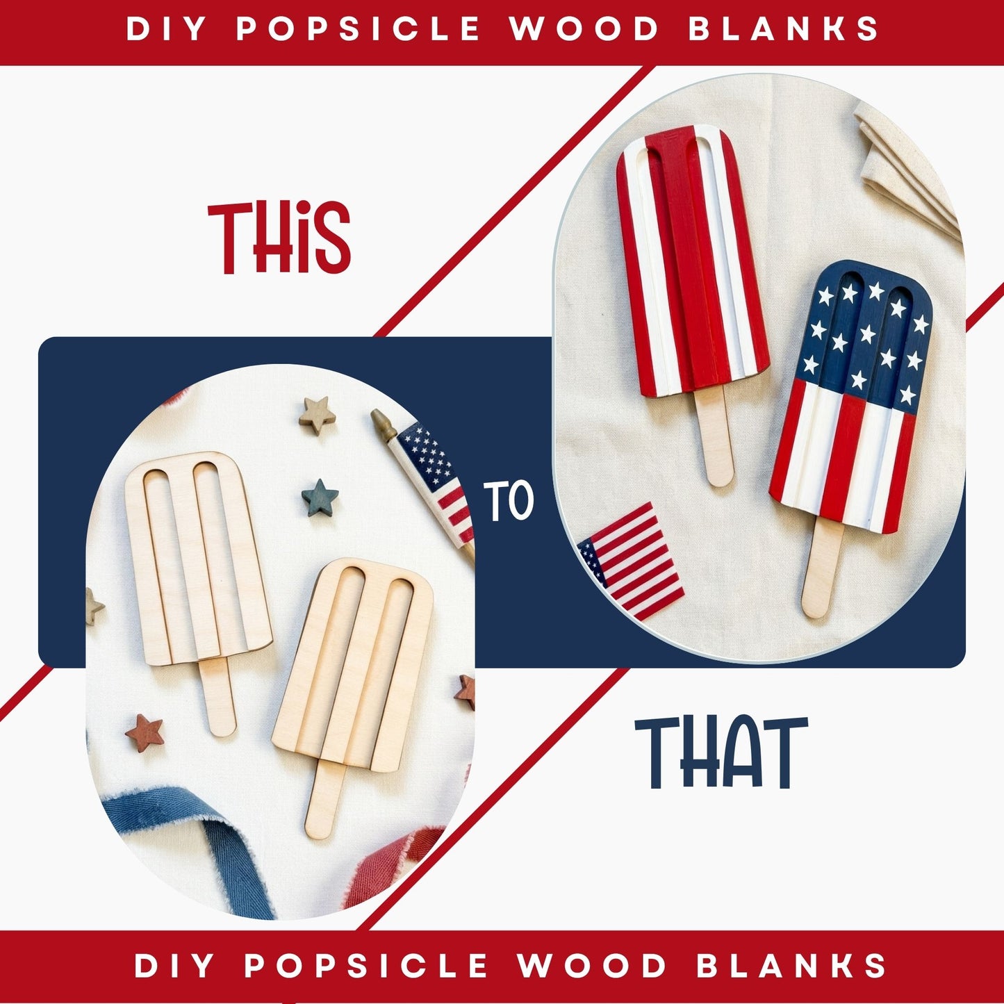 DIY Popsicle Wood Blank Cutouts | Unfinished Wood Craft Blanks for Painting & DIY Decor