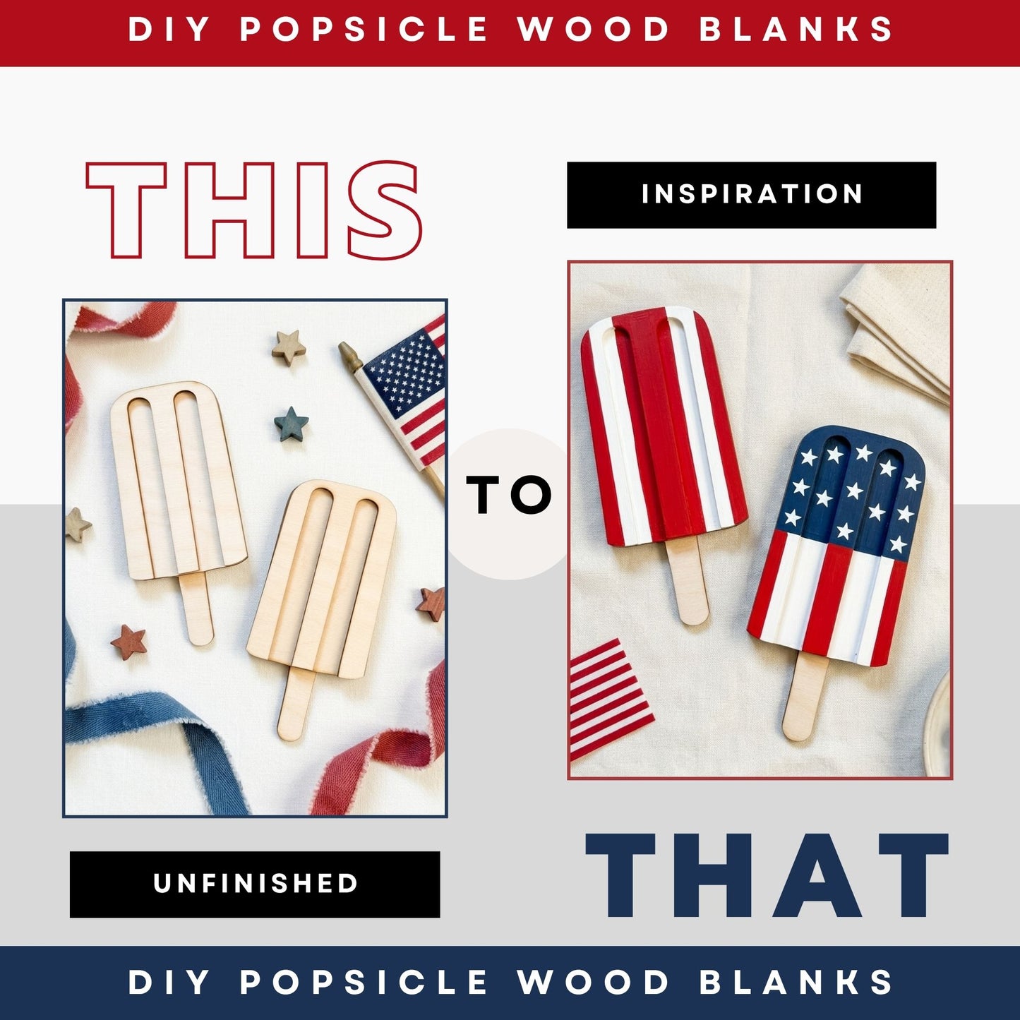 DIY Popsicle Wood Blank Cutouts | Unfinished Wood Craft Blanks for Painting & DIY Decor