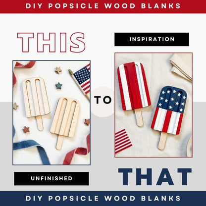 DIY Popsicle Wood Blank Cutouts | Unfinished Wood Craft Blanks for Painting & DIY Decor