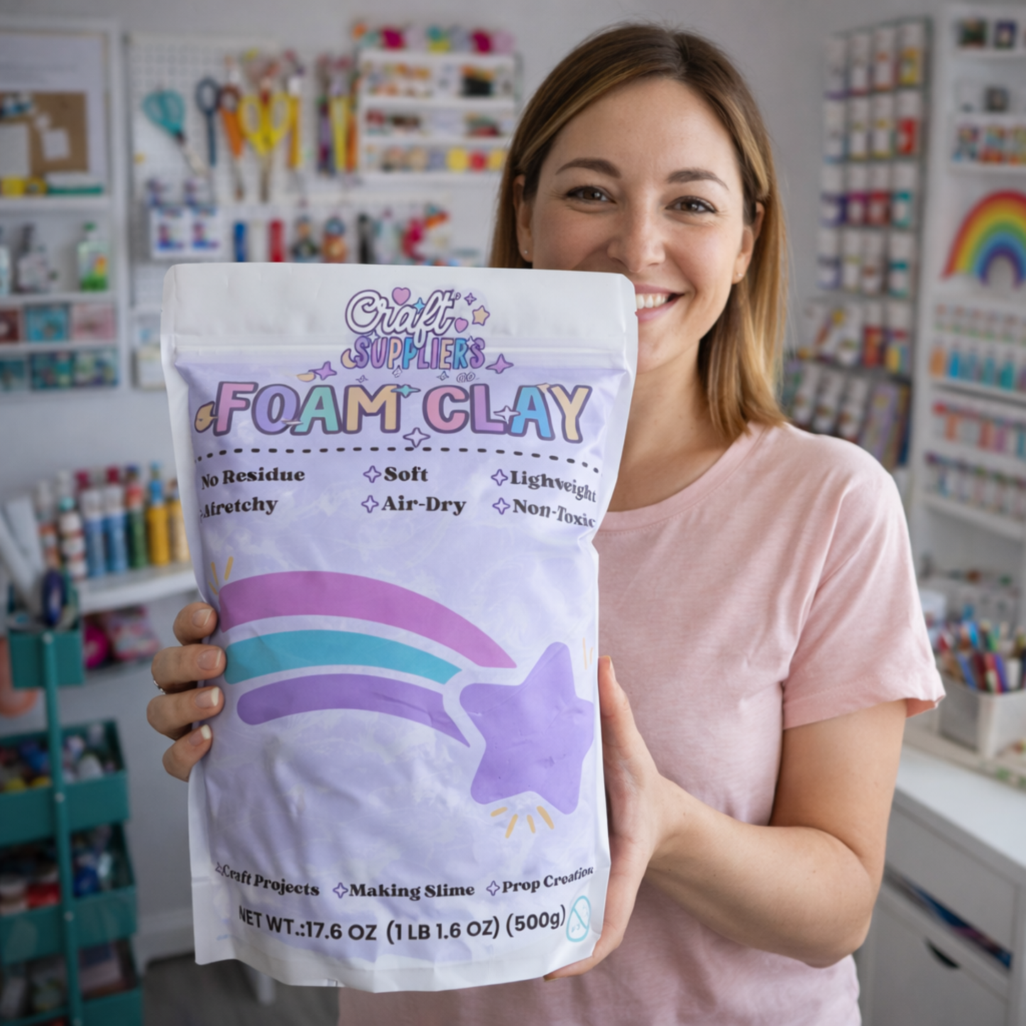 500g Purple Foam Air Dry Clay | Soft Lightweight DIY Clay