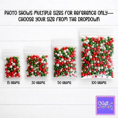 Christmas Acrylic Pearl Bead Mix – Red, Green & White Holiday Beads