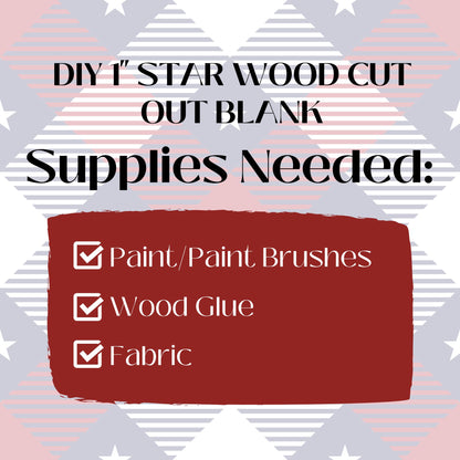 1" Star Wood Cutout Blanks | Mini Unfinished Wood Stars for Crafts, DIY Decor & Patriotic Projects